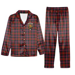 ScotsTee Shop Scottish MacPherson 8 Crest Tartan Pajama Satin Velvet Flannel Pajama Set