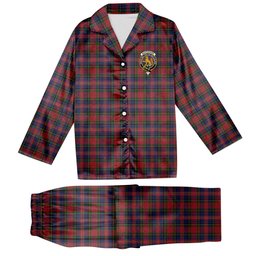ScotsTee Shop Scottish MacPherson 6 Crest Tartan Pajama Satin Velvet Flannel Pajama Set