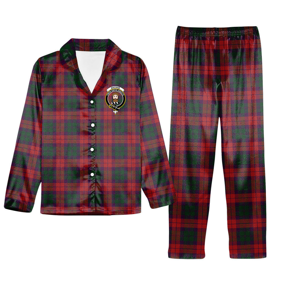 ScotsTee Shop Scottish MacNab 1950 Trade Version Crest Tartan Pajama Satin Velvet Flannel Pajama Set