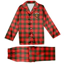 ScotsTee Shop Scottish MacPhee Modern Crest Tartan Pajama Satin Velvet Flannel Pajama Set