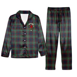ScotsTee Shop Scottish MacNicol Hunting Modern Crest Tartan Pajama Satin Velvet Flannel Pajama Set