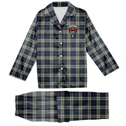 ScotsTee Shop Scottish MacLeod Of Californian Crest Tartan Pajama Satin Velvet Flannel Pajama Set