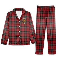 ScotsTee Shop Scottish MacPherson Red Cluny Crest Tartan Pajama Satin Velvet Flannel Pajama Set