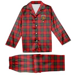 ScotsTee Shop Scottish MacPherson of Cluny Modern Crest Tartan Pajama Satin Velvet Flannel Pajama Set