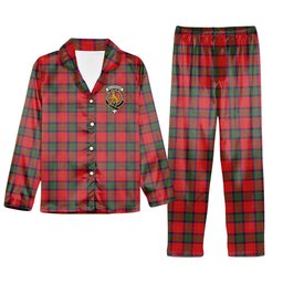 ScotsTee Shop Scottish MacPherson of Cluny Modern Crest Tartan Pajama Satin Velvet Flannel Pajama Set