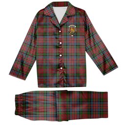 ScotsTee Shop Scottish MacPherson Ancient Crest Tartan Pajama Satin Velvet Flannel Pajama Set