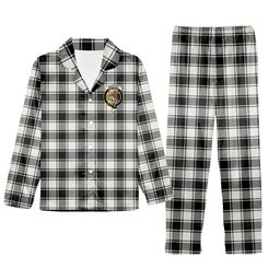 ScotsTee Shop Scottish MacPhee B&W Modern Crest Tartan Pajama Satin Velvet Flannel Pajama Set