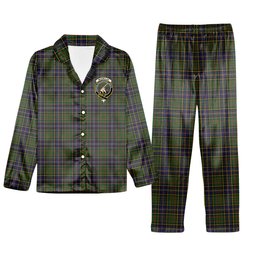 ScotsTee Shop Scottish MacMillan Hunting Modern SC Crest Tartan Pajama Satin Velvet Flannel Pajama Set