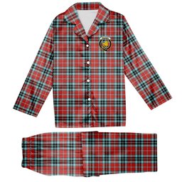 ScotsTee Shop Scottish MacTavish Ancient Crest Tartan Pajama Satin Velvet Flannel Pajama Set