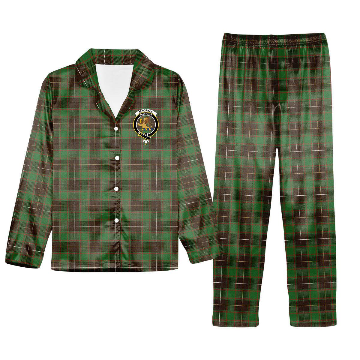ScotsTee Shop Scottish MacPhee Hunting Ancient Crest Tartan Pajama Satin Velvet Flannel Pajama Set