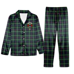 ScotsTee Shop Scottish MacLeod of Skye Modern Crest Tartan Pajama Satin Velvet Flannel Pajama Set