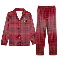 ScotsTee Shop Scottish MacRae Modern Crest Tartan Pajama Satin Velvet Flannel Pajama Set