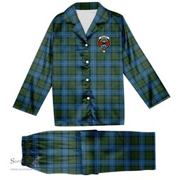 ScotsTee Shop Scottish MacLeod of Assynt Crest Tartan Pajama Satin Velvet Flannel Pajama Set