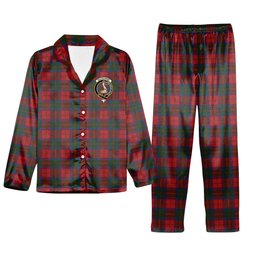 ScotsTee Shop Scottish MacQuarrie 2 Crest Tartan Pajama Satin Velvet Flannel Pajama Set