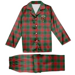 ScotsTee Shop Scottish MacPhail Blue Bands Ancient Crest Tartan Pajama Satin Velvet Flannel Pajama Set