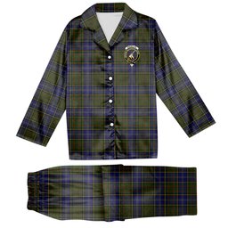 ScotsTee Shop Scottish MacMillan Hunting 2 Crest Tartan Pajama Satin Velvet Flannel Pajama Set