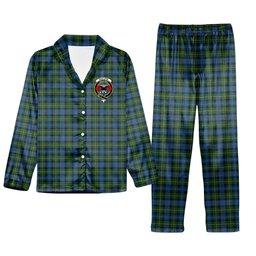 ScotsTee Shop Scottish MacLeod of Skye Crest Tartan Pajama Satin Velvet Flannel Pajama Set