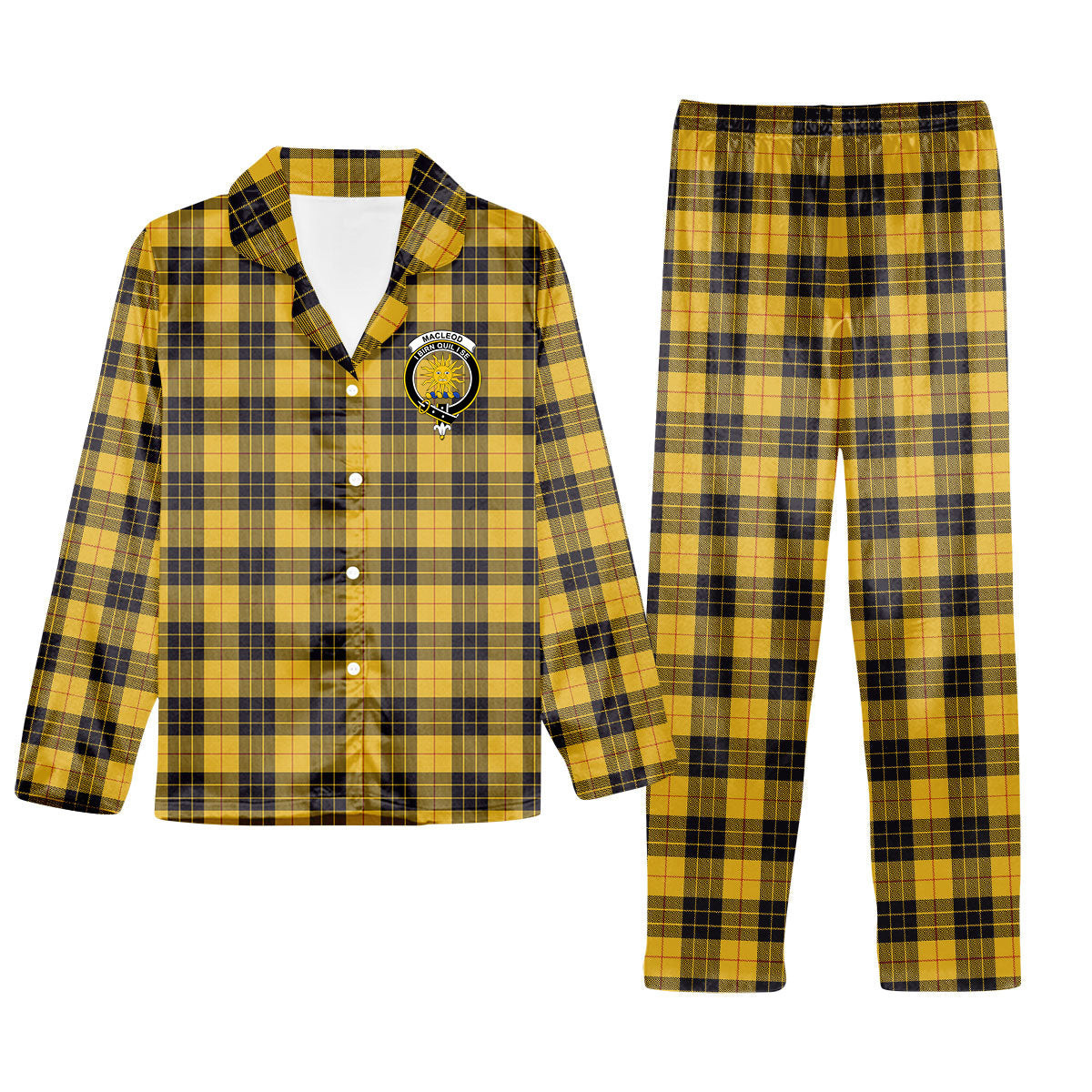 ScotsTee Shop Scottish MacLeod of Lewis Ancient SC Crest Tartan Pajama Satin Velvet Flannel Pajama Set