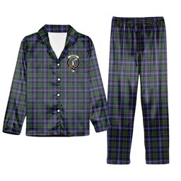 ScotsTee Shop Scottish MacRae Hunting Modern Crest Tartan Pajama Satin Velvet Flannel Pajama Set