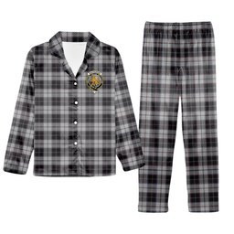 ScotsTee Shop Scottish MacPherson 4 Crest Tartan Pajama Satin Velvet Flannel Pajama Set