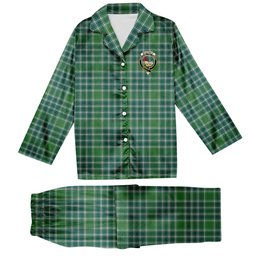 ScotsTee Shop Scottish McDonald Lord of the Isles Hunting Ancient Crest Tartan Pajama Satin Velvet Flannel Pajama Set