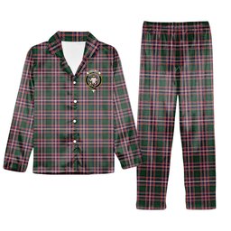ScotsTee Shop Scottish McFarlane Hunting Modern Crest Tartan Pajama Satin Velvet Flannel Pajama Set