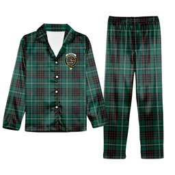 ScotsTee Shop Scottish McAuley of Lewis Modern Crest Tartan Pajama Satin Velvet Flannel Pajama Set