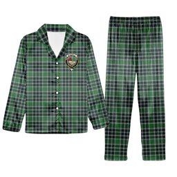 ScotsTee Shop Scottish McDonald Lord of the Isles Hunting Modern Crest Tartan Pajama Satin Velvet Flannel Pajama Set