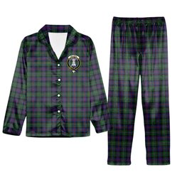 ScotsTee Shop Scottish Malcolm Crest Tartan Pajama Satin Velvet Flannel Pajama Set
