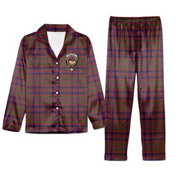 ScotsTee Shop Scottish McDonald of Boisdale Crest Tartan Pajama Satin Velvet Flannel Pajama Set