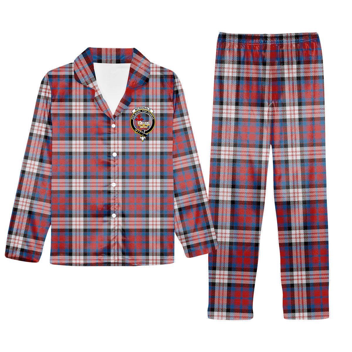 ScotsTee Shop Scottish McDonald Dress Irish Ancient Crest Tartan Pajama Satin Velvet Flannel Pajama Set