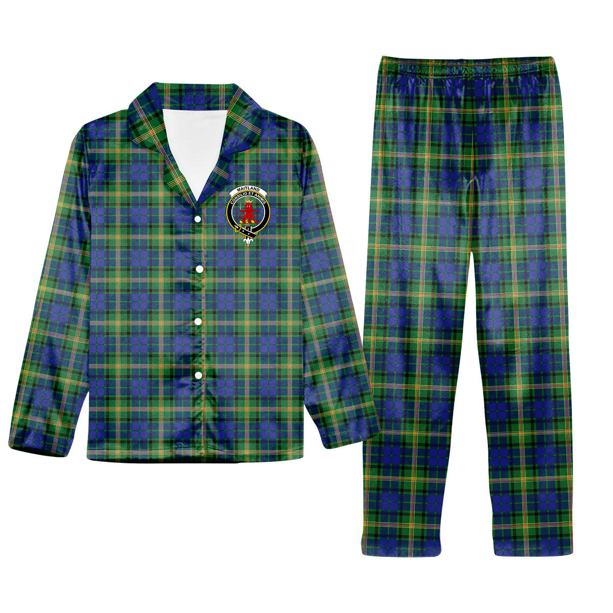 ScotsTee Shop Scottish Maitland SC Crest Tartan Pajama Satin Velvet Flannel Pajama Set