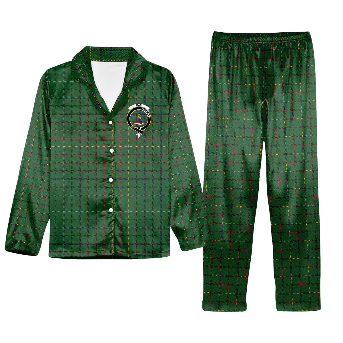 ScotsTee Shop Scottish Mar Tribe Crest Tartan Pajama Satin Velvet Flannel Pajama Set