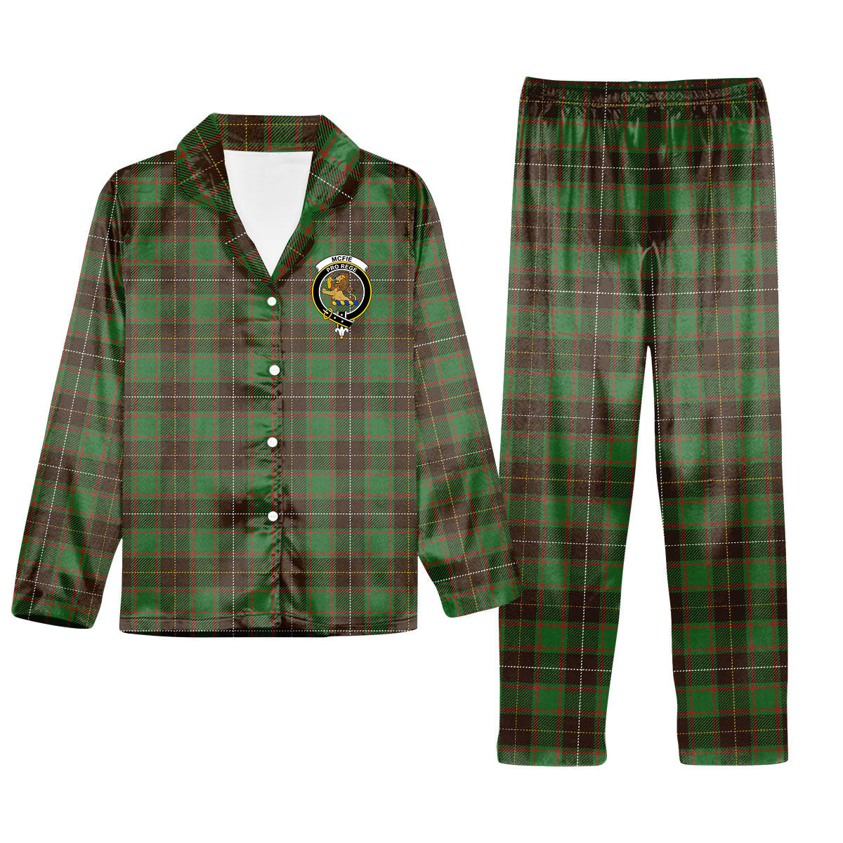 ScotsTee Shop Scottish McFie Hunting Ancient Crest Tartan Pajama Satin Velvet Flannel Pajama Set