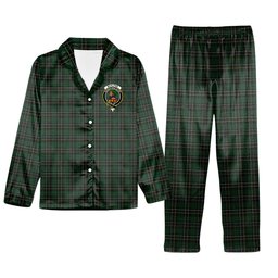 ScotsTee Shop Scottish McAlpine Crest Tartan Pajama Satin Velvet Flannel Pajama Set