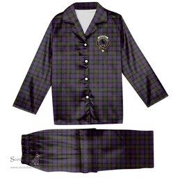 ScotsTee Shop Scottish McDonell of Glengarry Crest Tartan Pajama Satin Velvet Flannel Pajama Set
