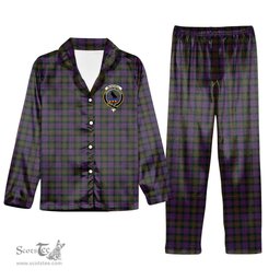 ScotsTee Shop Scottish McDonell of Glengarry Crest Tartan Pajama Satin Velvet Flannel Pajama Set