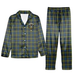 ScotsTee Shop Scottish McClelland Ancient Crest Tartan Pajama Satin Velvet Flannel Pajama Set