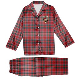 ScotsTee Shop Scottish McDonald of Lochmaddy Modern Crest Tartan Pajama Satin Velvet Flannel Pajama Set