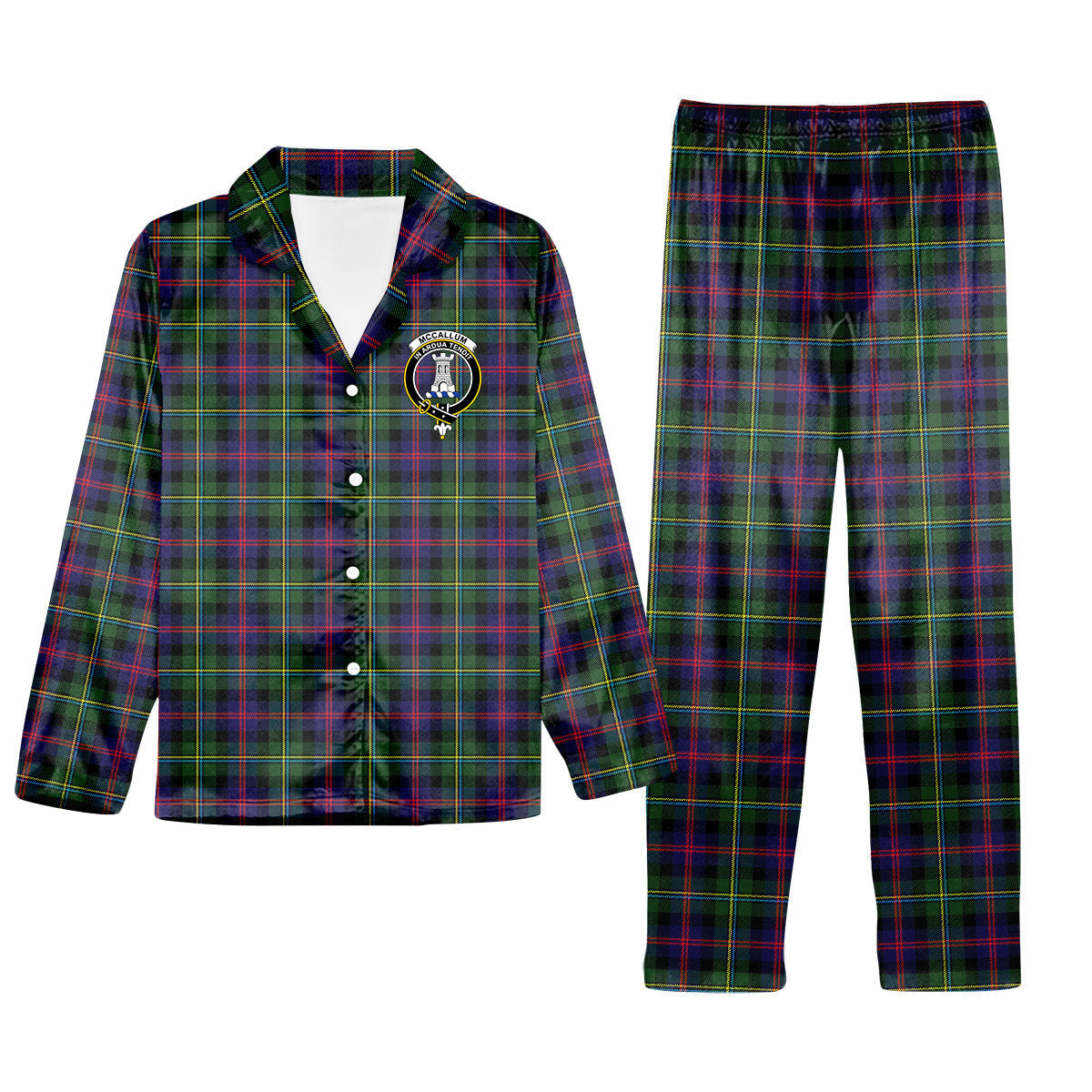 ScotsTee Shop Scottish McCallum #2 Crest Tartan Pajama Satin Velvet Flannel Pajama Set