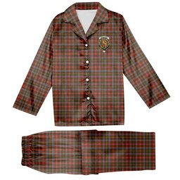 ScotsTee Shop Scottish McIntosh Hunting Weathered Crest Tartan Pajama Satin Velvet Flannel Pajama Set
