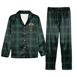 ScotsTee Shop Scottish McAulay Hunting Modern Crest Tartan Pajama Satin Velvet Flannel Pajama Set