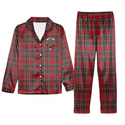 ScotsTee Shop Scottish McBain Crest Tartan Pajama Satin Velvet Flannel Pajama Set