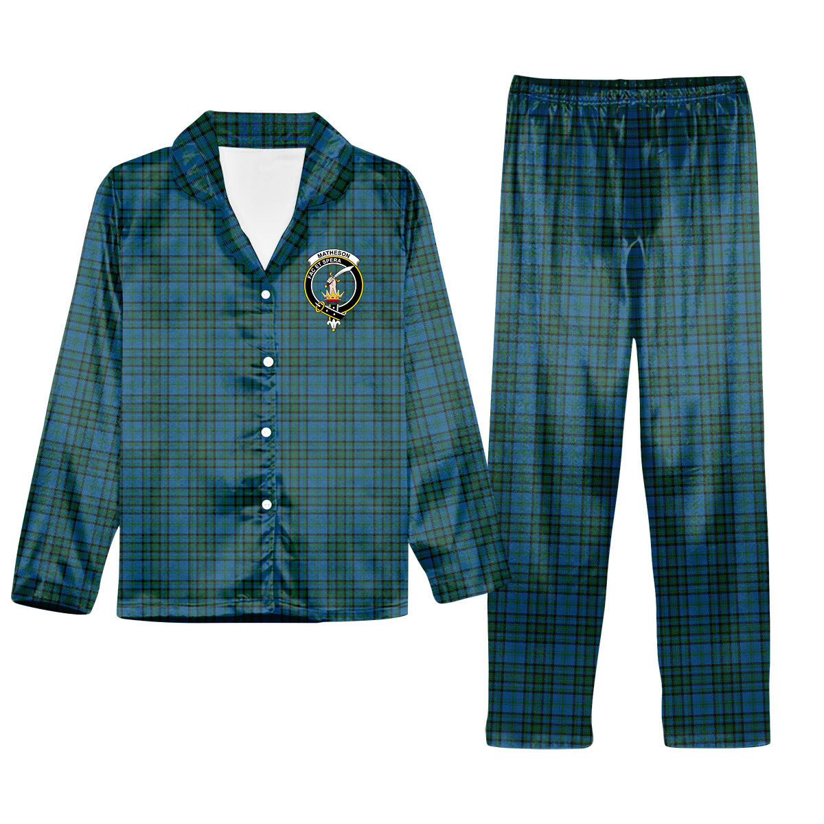 ScotsTee Shop Scottish Matheson Hunting Crest Tartan Pajama Satin Velvet Flannel Pajama Set