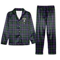 ScotsTee Shop Scottish Malcolm 2 Crest Tartan Pajama Satin Velvet Flannel Pajama Set
