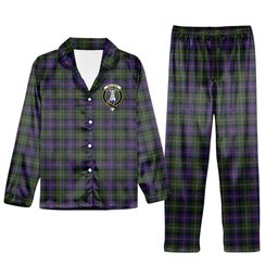 ScotsTee Shop Scottish Malcolm 1840 Crest Tartan Pajama Satin Velvet Flannel Pajama Set