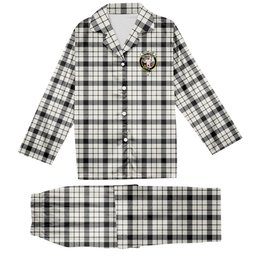 ScotsTee Shop Scottish McFarlane Black White Modern Crest Tartan Pajama Satin Velvet Flannel Pajama Set