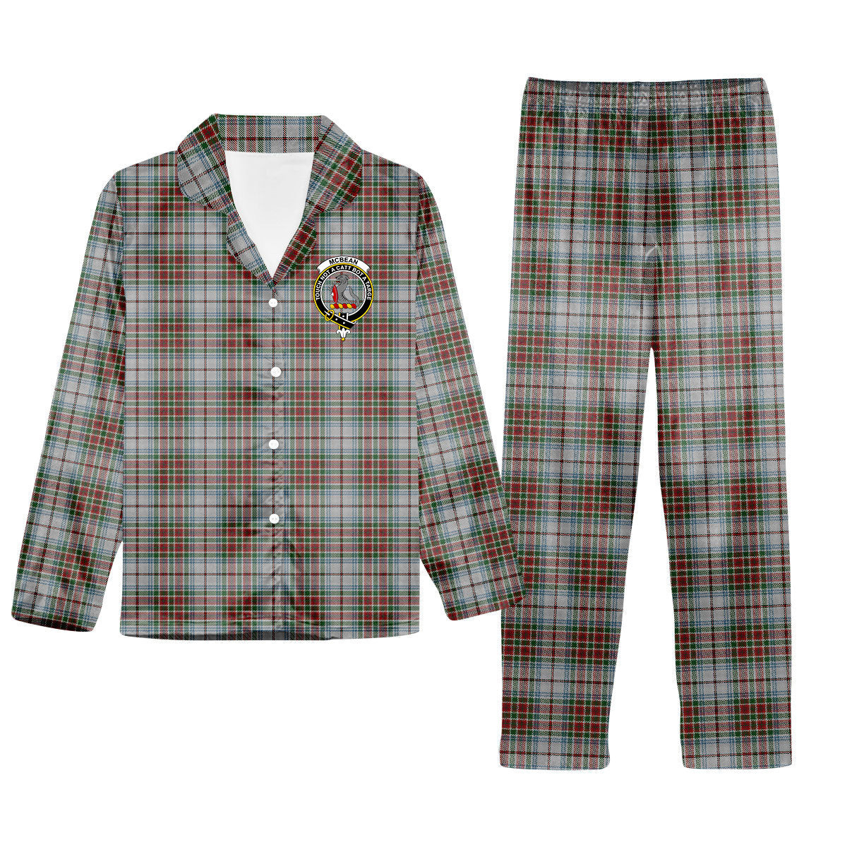 ScotsTee Shop Scottish McBean Dress Crest Tartan Pajama Satin Velvet Flannel Pajama Set