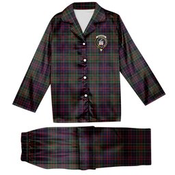 ScotsTee Shop Scottish McDonald of Clan Ranald Crest Tartan Pajama Satin Velvet Flannel Pajama Set