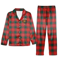 ScotsTee Shop Scottish McFie Modern Crest Tartan Pajama Satin Velvet Flannel Pajama Set